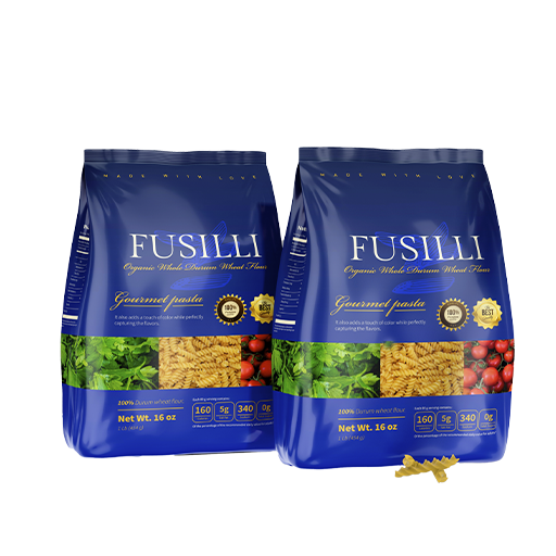 Primer plano de envase flexible de alta calidad impreso con tecnología digital ArrowJet para la industria alimentaria.