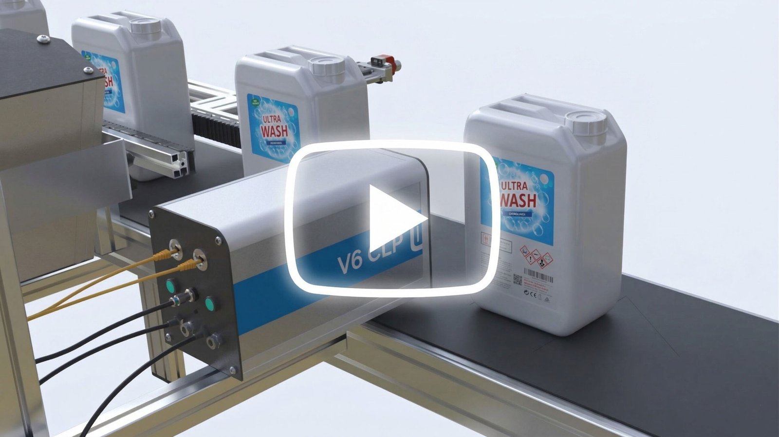 Impresora digital Limitronic V5 Standard imprimiendo etiquetas en envases plásticos en línea de producción